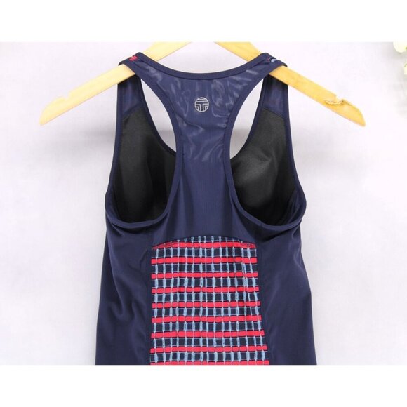 Tory Burch Sport Women's Tank With Built In Bra Tennis Blue/Red Sz XS - Picture 4 of 7